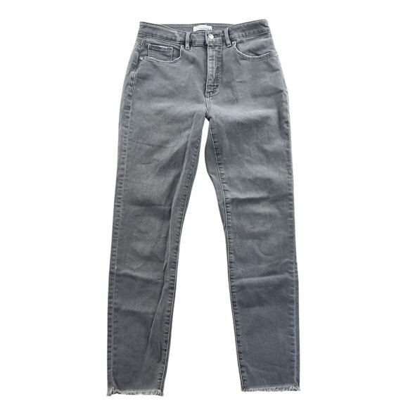 LOFT Denim - Loft Womens Jeans Size 28/6 Curvy Skinny High Rise Ankle Frayed Hem Gray Denim